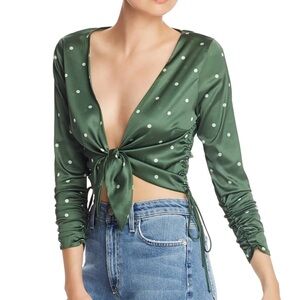 For love and lemons burgundy long sleeve polka dot top